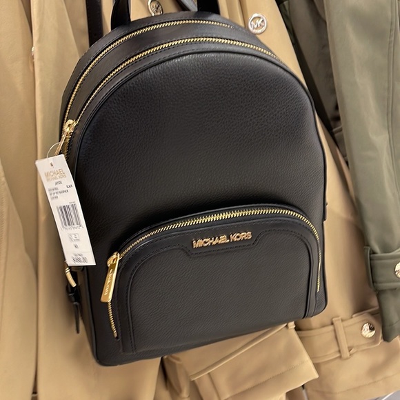 MICHAEL KORS Jaycee Medium zip pocket Pebbled Leather Backpack BLACK color - Picture 12 of 16